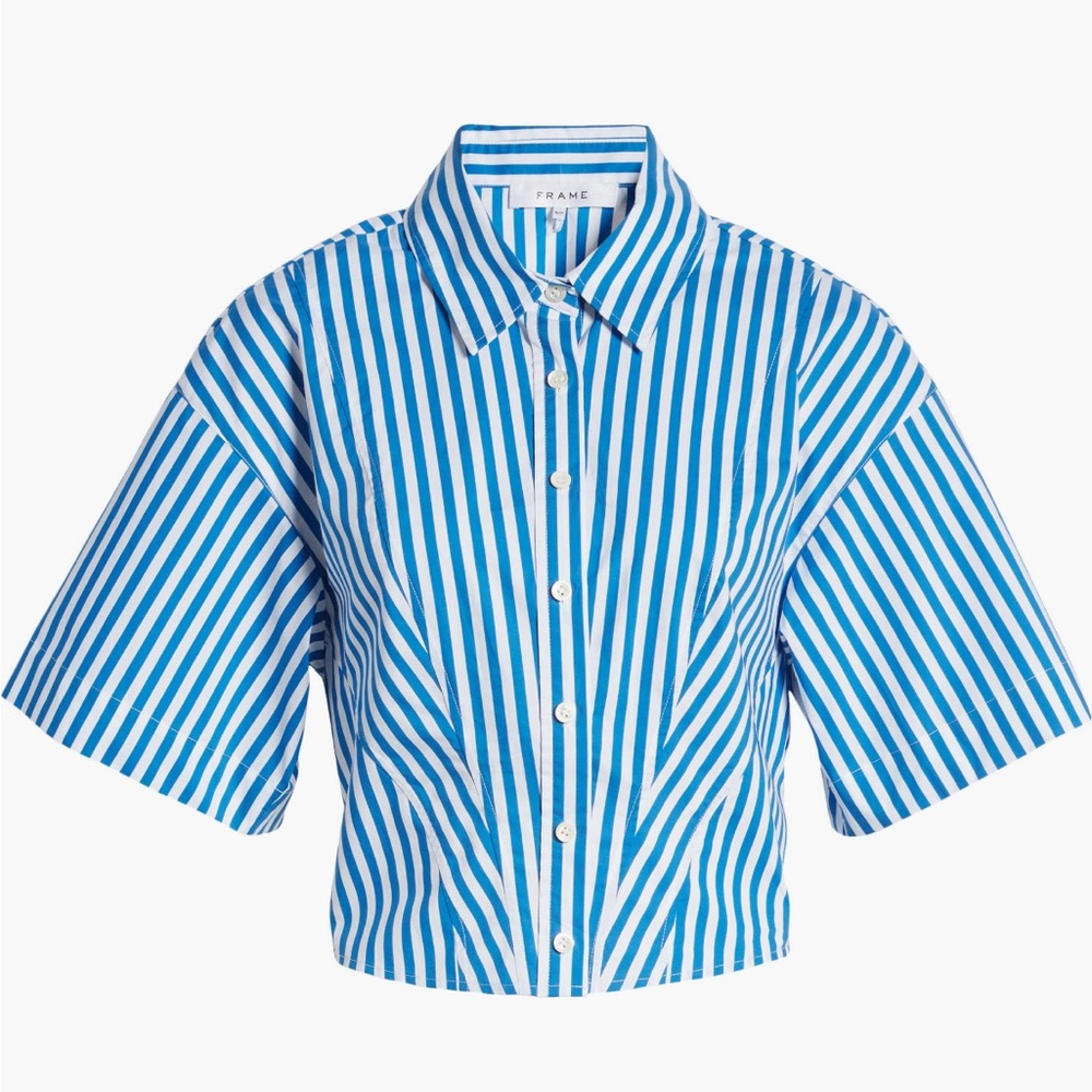 FRAME-Seam Detail Cropped Button Down